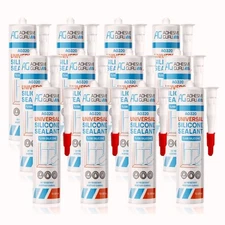 Adhesive Guru Universal Silicone Sealant Fast Cure, 10.15 fl.oz. 12 Pack