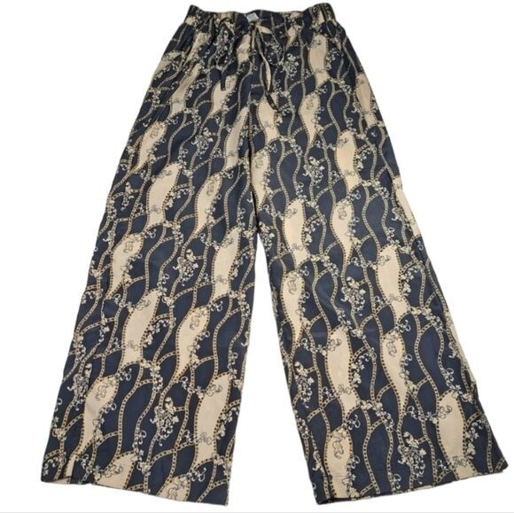 Metaphor Women's Beige Black Floral Palazzo Pants 100% Viscose XL