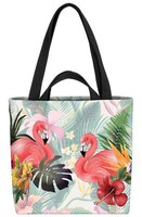 Tropen Flamingos Tasche Flamingo Safari Zoo Vogel Blumen Palmen-BläTter Hawaii