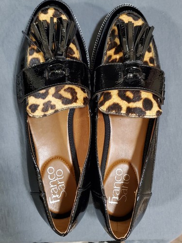 franco sarto black patent loafers