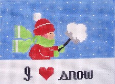 I Love Snow Hand Painted Needlepoint Canvas