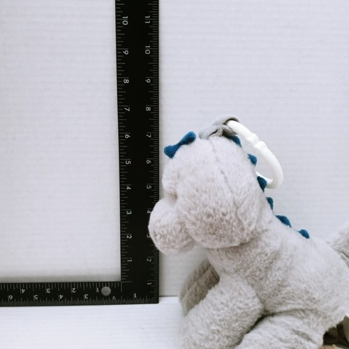 Kelly Baby Dinosaurier Beißring Rassel Clip On Stofftier Plüschtier grau türkis - Bild 7 von 8