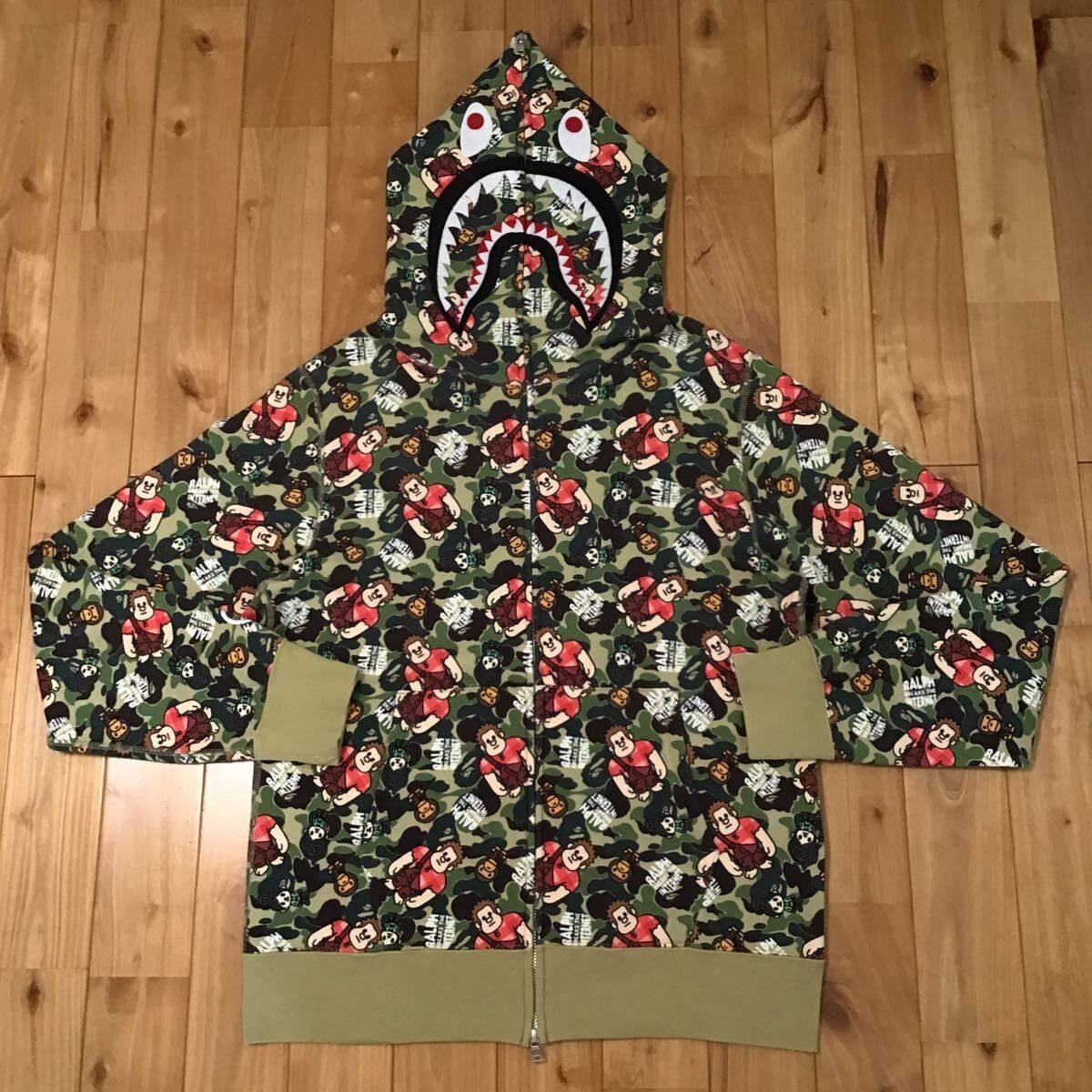Size L BAPE × DISNEY Ralph milo ABC camo Shark full zip hoodie A 