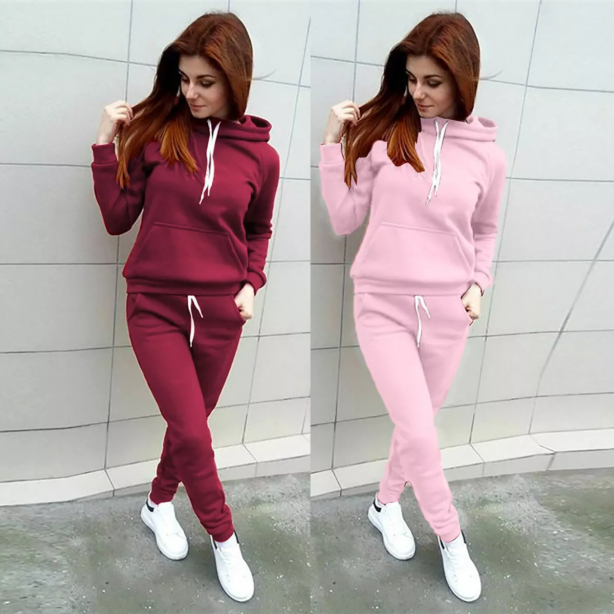 2Pcs Women Tracksuit Hoodie Sweatshirt Tops Pant Set Casual Sports Sweat  Suit