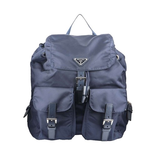 PRADA ナイロンバック Authentic PRADA Blue Nylon and Leather Backpack Bag Purse #60859
