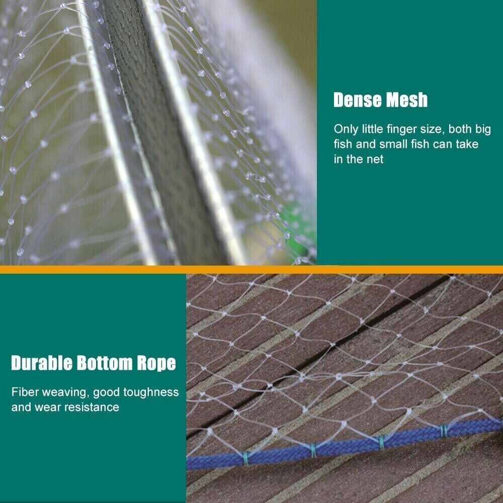 8-14FT Fishing Cast Net Quick Throw Nylon Mesh Drawstring Chain Bottom Spread