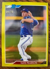 2020 Bowman Heritage Chrome NATE PEARSON Yellow Refractor 54/75 - Blue Jays