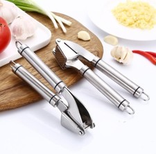 2 x Garlic Press  Stainless Steel Kitchen Garlic Mincer and Silicone Tube