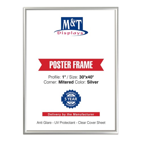 Marco de fotos de póster a presión de aluminio carga frontal 30x40 pulgadas negro o plateado - Imagen 11 de 24