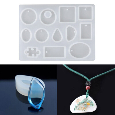 12 Slotted Necklace Mold Pendant Jewelry Making Silicone Mould Resin ...