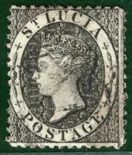 ST LUCIA QV Classic Stamp SG.11 (1d) Black (1864) Superb Used XBLUE154