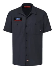 FORD Racing Retro Patch DICKIES Short Sleeve Work Shirt Classic Mustang GT S-5X