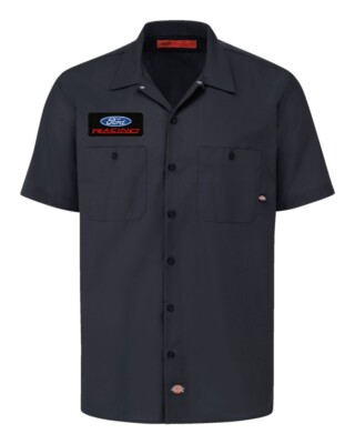 #ad FORD Racing Retro Patch DICKIES Short Sleeve Work Shirt Classic Mustang GT S 5X $37.95