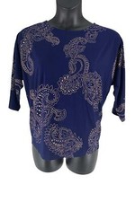 Susan Graver Foil-Printed Liquid Knit Tunic Indigo