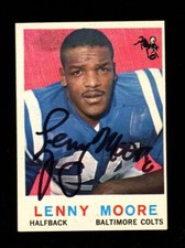 1959 TOPPS LENNY MOORE #100 COLTS HOF AUTOGRAPH SIGNED VINTAGE
