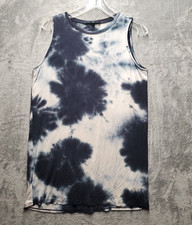 Lulus Dress Womens Medium Blue White Tie Dye Sleeveless Basic Knit Stretch Soft