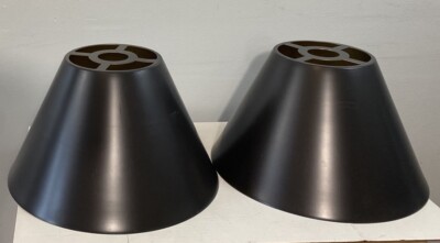 West Elm Industrial Black Pendant Lamp Shade Metal Gold Tone Inside 