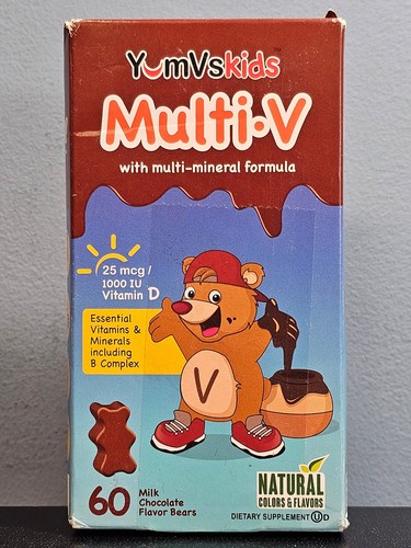 YumVsKids Yum V Multi-V 60 Milk Chocolate Flavor Bears - New in Box! Exp 2/2026