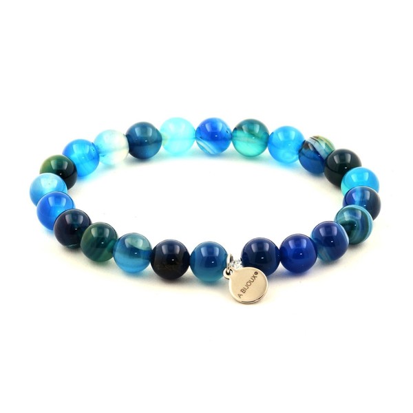 Armband Perlen Achat Phylum Blau 8 Mm. Made In Frankreich-image