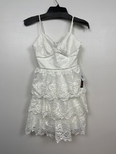 Teeze me Dress White Size 0 Junior A-Line Tiered Lace Ladder Trim