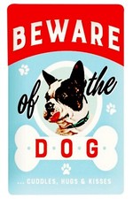 at home wall art beware of dog tin metal sign