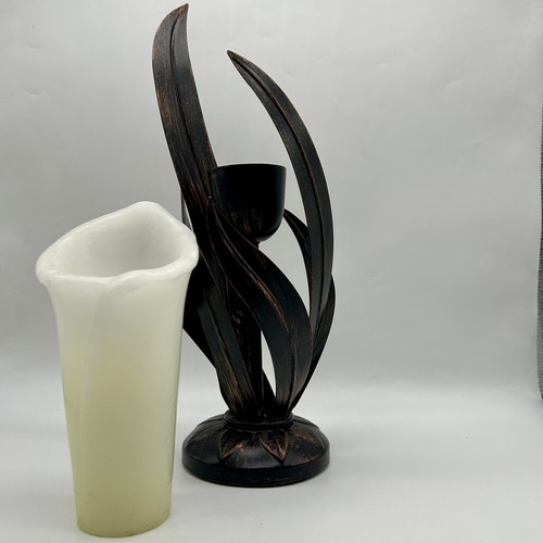 Vintage Bronze Calla Lily Electric Candle Nouveau Lamp - Picture 8 of 17