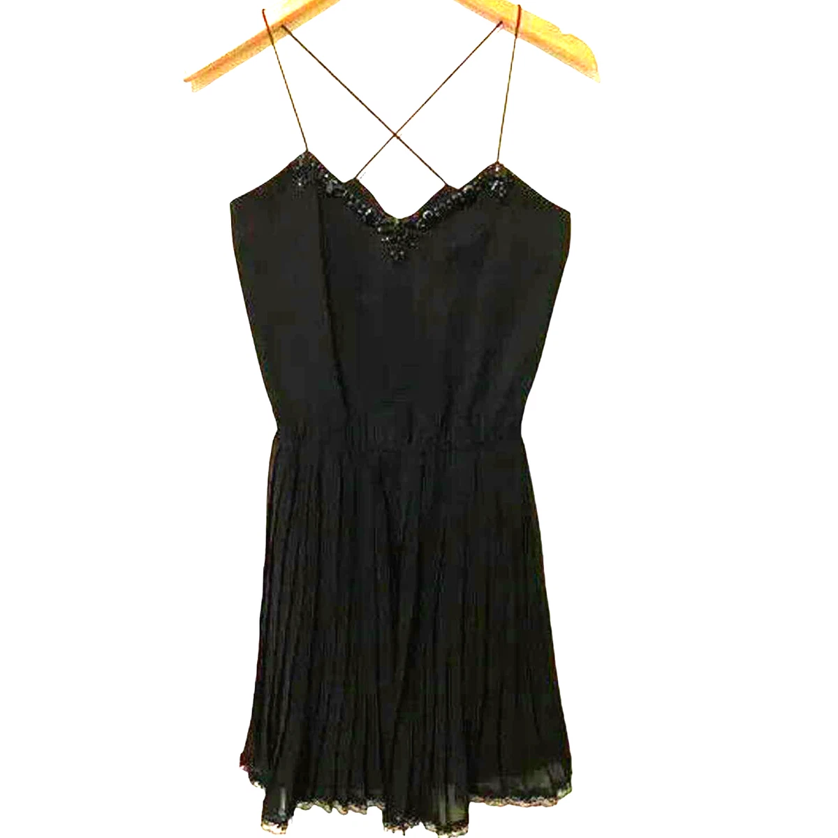 NWT Victoria s Secret Little Black Dress with Beaded Detail and Criss Cross Back