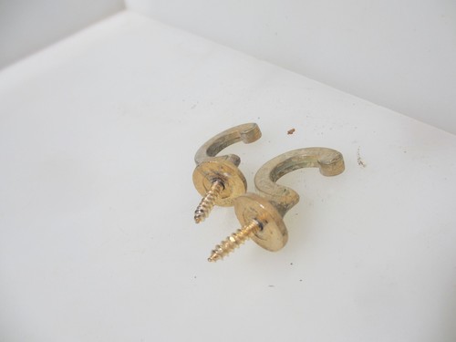 Vintage Metal Window Blind Ties Old Hooks Cord Hangers Curtain Gold 1.5"D - Picture 6 of 8