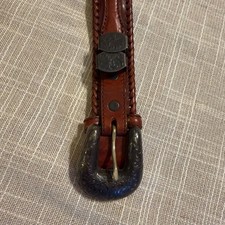 Brighton Womens Brown Leather Braided Western Belt Silver Engraved 42 95007