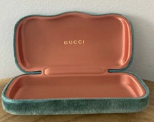 New, Gucci Green Velvet Eyeglass Case Hard Shell Authentic Designer Glass Holder