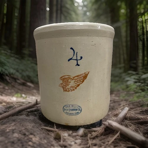 RARE ANTIQUE 4 GALLON RED WING UNION STONEWARE MINNESOTA LARGE CROCK POTTERY