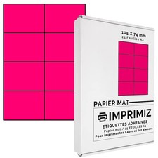 200 etykiet samoprzylepnych neonowy róż 105 x 74 mm 8 etykiet / arkuszy 25 ...