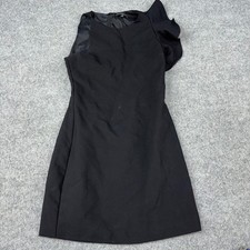 Lulus Ruffle Shoulder Mini Dress Womens XS Black Sleeveless Cocktail Party Chic