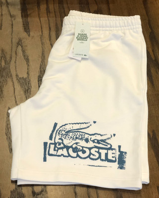 *NEW* Men's LACOSTE Cream Brushed Cotton Shorts Regular Fit WHITE(GH0286 CPI)  