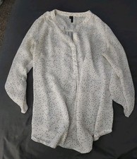 Maurices Women's Medium 3/4 Sleeve Semi Sheer Blouse Top White Multi Polka Dots