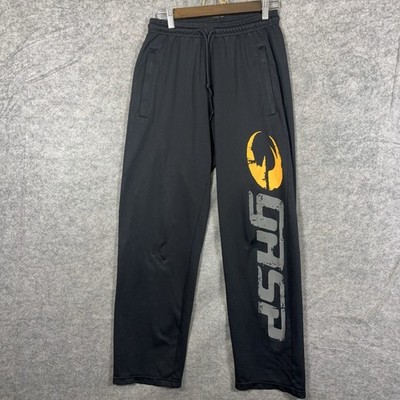 GASP Track Pants Mens Sz M Black Pockets Lightweight Logo Gym Workout
