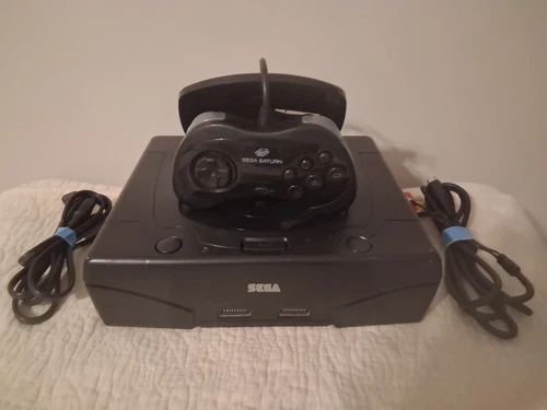 SEGA Saturn MK-80000A Black Console with  Controller,Cables - Tested and Working
