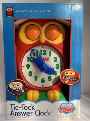 Vtg Tomy Owl Tic Tock Answer Clock 1018 Learn To Tell Time With Educational Bird
