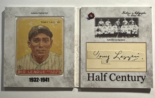 2020 HISTORIC AUTOGRAPHS HALF CENTURY TONY LAZZERI 1933 CUT SIGNATURE AUTO W/RC
