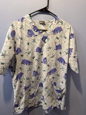 Vintage Disney Winnie the Pooh Eeyore All Over Print Scrub Top Medical Uniform
