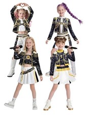 Kids Girls KPop Demon Hunters Costume Rumi Zoey Cosplay Fancy Dress Wigs Outfits