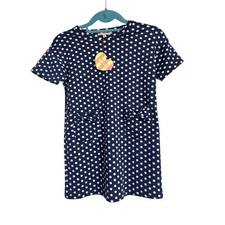 Hayden Girls Dress Youth XS Navy White Polka Dot Short Sleeve Crew Neck NWT