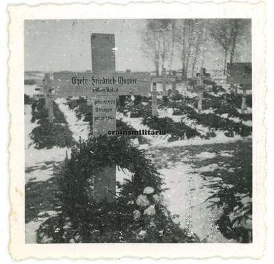 Orig. Foto Grab 25.PGD Grenadier Friedhof DUBROWNA Dnjepr Weissrussland 1944
