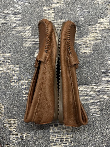 Minnetonka Driving Loafer Shoes Women 9.5 Brown Pebbled Leather Flats Moccasins - Picture 6 of 8