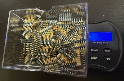 #ad 100pcs 79 GRAMS GOLD PLATED HEADERS CONNECTORS PINS SALVAGE GOLD RECOVERY SCRAP $40.00