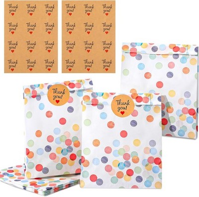 HJZHII 20 gepunktete Party Gastgeschenktüten mit 24 Aufklebern, 17 x 13 x 3 cm
