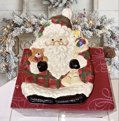 Classic Solutions Holiday Home Earthenware Christmas Santa Notions Candy Dish