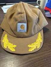 De colección Carhartt Trapper Sombrero Aislado Oreja Solapa Marrón Pato Lona Franela Lg EE. UU.