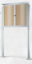 Standing Enclosed Bulletin Board 48  x36  , Outdoor Lockable Sign SILVER 