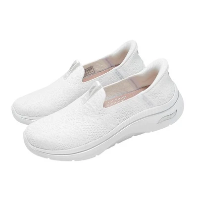 Skechers Go Walk Arch Fit 2.0 Slip-Ins White Silver Women Casual Shoe 125338-WSL - Photo 1/4
